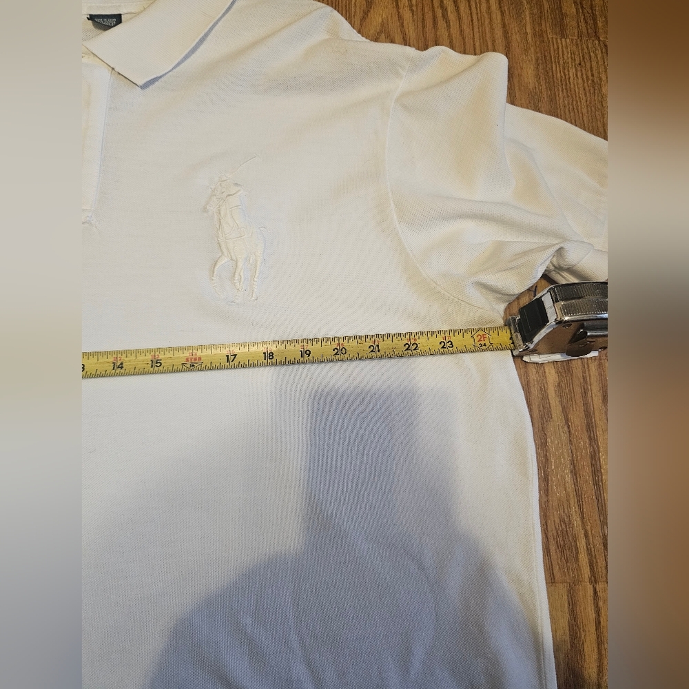 Polo Ralph Lauren White Men’s Polo ShirtEmbroidered Logo & Number 3 Sleeve - Picture 8 of 9